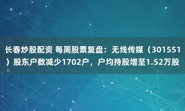 长春炒股配资 每周股票复盘：无线传媒（301551）股东户数减少1702户，户均持股增至1.52万股