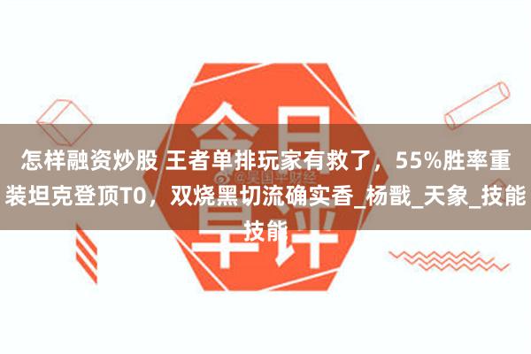 怎样融资炒股 王者单排玩家有救了，55%胜率重装坦克登顶T0，双烧黑切流确实香_杨戬_天象_技能