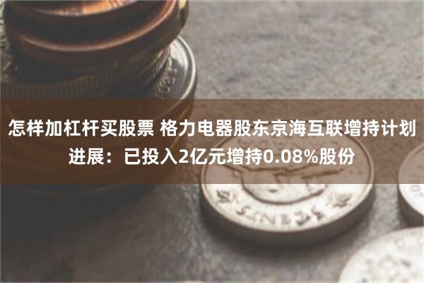 怎样加杠杆买股票 格力电器股东京海互联增持计划进展：已投入2亿元增持0.08%股份