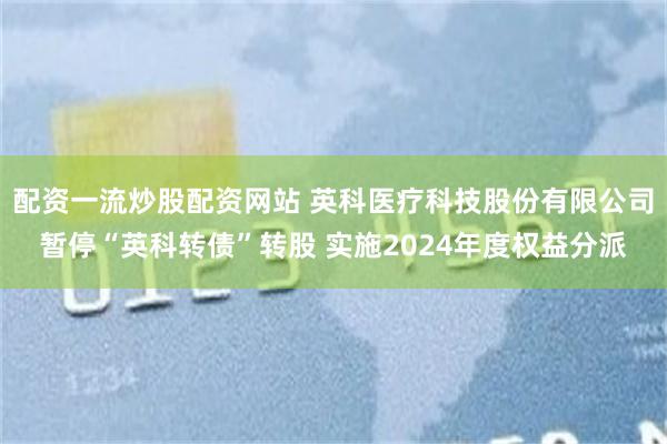 配资一流炒股配资网站 英科医疗科技股份有限公司暂停“英科转债”转股 实施2024年度权益分派