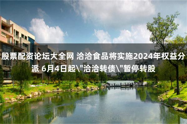 股票配资论坛大全网 洽洽食品将实施2024年权益分派 6月4日起