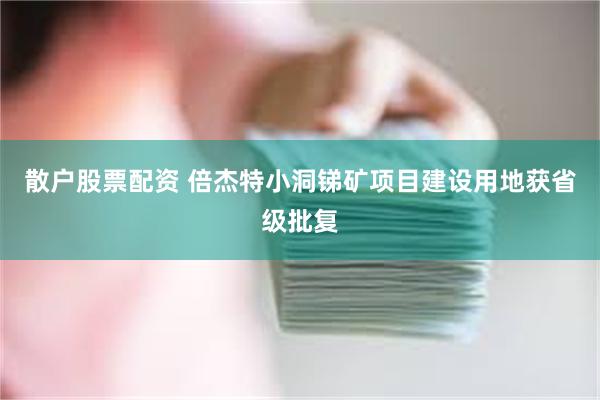 散户股票配资 倍杰特小洞锑矿项目建设用地获省级批复