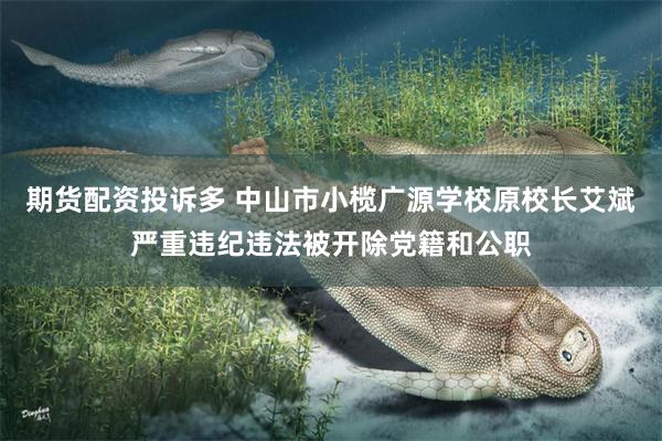 期货配资投诉多 中山市小榄广源学校原校长艾斌严重违纪违法被开除党籍和公职