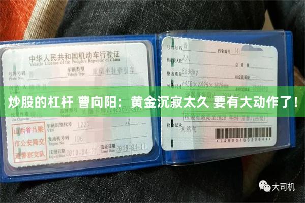 炒股的杠杆 曹向阳：黄金沉寂太久 要有大动作了！