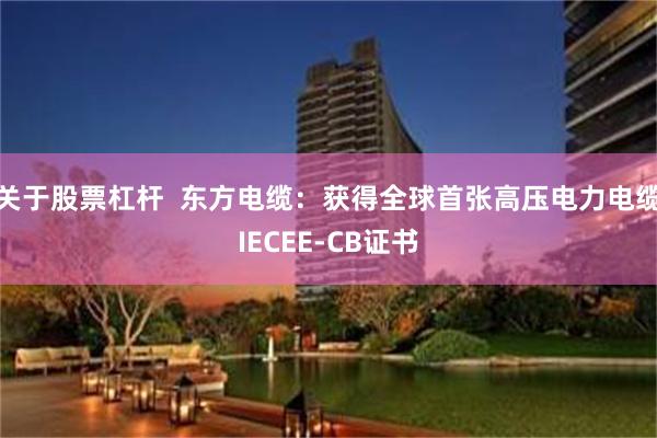 关于股票杠杆  东方电缆：获得全球首张高压电力电缆IECEE-CB证书