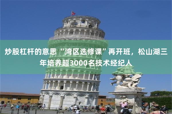 炒股杠杆的意思 “湾区选修课”再开班，松山湖三年培养超3000名技术经纪人