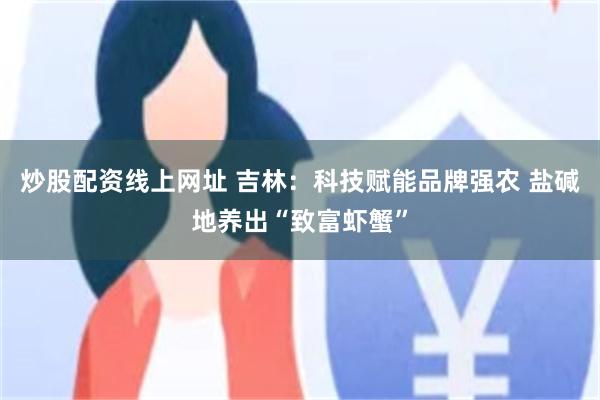 炒股配资线上网址 吉林：科技赋能品牌强农 盐碱地养出“致富虾蟹”
