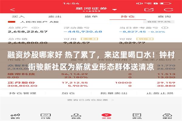 融资炒股哪家好 热了累了，来这里喝口水！钟村街骏新社区为新就业形态群体送清凉